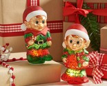 S/2 Illuminated Mercury Glass Holiday Icon Figures by Valerie in  Elfs - $193.99