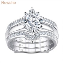Solid 925 Sterling Silver Wedding Rings Set For Women Solitaire Round Cut Engage - £58.67 GBP