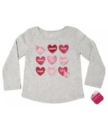 Long Sleeve gray T-Shirt Red Valentine&#39;s Day conversation hearts 4T Toddler - £5.62 GBP