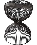 Coffee Table Cocktail NICHOLAS Hourglass Dark Distressed Metalworks Gray... - £350.47 GBP