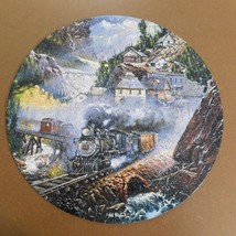 Master Pieces Round 500 Pc Train Jigsaw Puzzle Silver Belle Run Ted Blay... - $9.75