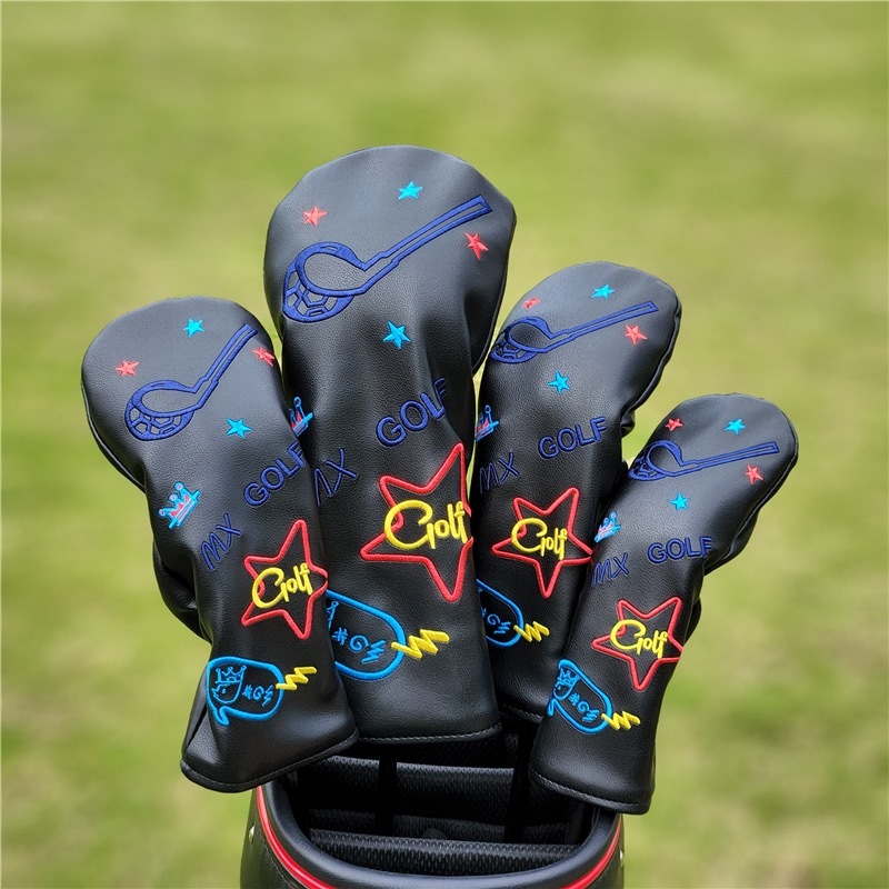 Golf Driver Fairway Wood Hybrid Head Cover Star Club Crown Cartoon Black - $12.90+