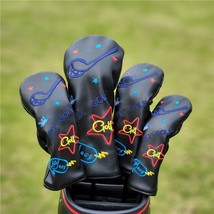 Golf Driver Fairway Wood Hybrid Head Cover Star Club Crown Cartoon Black - £10.12 GBP+