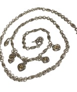 Brighton two tone heart charm Necklace belt chain drop 36” - $68.33 CAD
