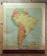 Vintage Cram&#39;s South America Map Pull Down Roll Up 51&quot; x 62&quot; Markable Wa... - $3,273.93 MXN