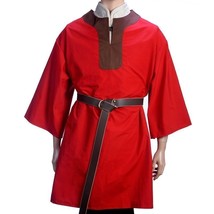 Medieval Celtic Viking Costumes Tunic Red Full Sleeves  shirt Halloween G - £55.70 GBP+