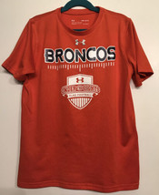 Under Armour Kid&#39;s YMD Yth M Broncos Flag Football Heatgear Shirt Org S/S Poly - £11.53 GBP