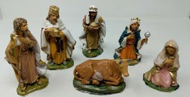 Vintage Lello Italy 6 Piece Nativity Set Wise MenLarge 5&quot; Plastic 60s 70... - $29.10
