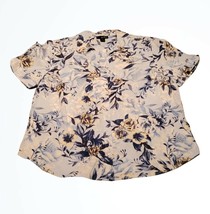 Erika Light Blue Agate Cora Floral Button Up Short Sleeve Hawaiian Blouse Size S - £21.26 GBP