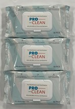 Pro Clean Wipes, Moisture Seal Lid, 50 Wipes, 3 Packs - £11.78 GBP