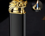 Novelty Dual Flame Black Gold Dragon Lighter Jet Windproof Metal Slim US... - £10.12 GBP
