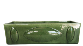 Vintage Haeger green ceramic rectangular MCM abstract geometric design planter - £39.95 GBP