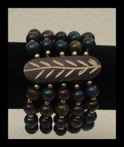 Wood & Gold Colored Beads with Leaf Design Stretch 4 Strand Boho - €17,04 EUR Wood & Gold Colored Beads with Leaf Design Stretch 4 Strand Boho - €17,04 EUR