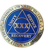 30 Year Reflex Blue Gold Plated AA Medallion Alcoholics Anonymous Sobrie... - £13.44 GBP