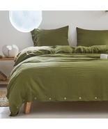 Olivgrünes Leinen-Bettbezug-Set mit weichem Bettbezug,... - $30.93 - $168.86