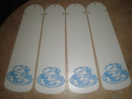 Custom  42" White Ceiling Fan With Blue Willow China Pattern Tea Cups - $118.75