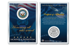 United States Navy Emblem Official Jfk Half Dollar U.S. Coin In Premium Holder - £8.24 GBP