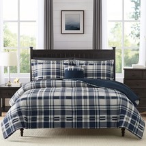 Mairêve Queen Comforter Set, Plaid Design Comforter, Navy Blue, Queen, 9... - £68.86 GBP