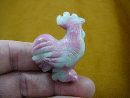 (Y-CHI-RO-562) Pink White ROOSTER bird gemstone carving game cock gem FI... - £11.02 GBP