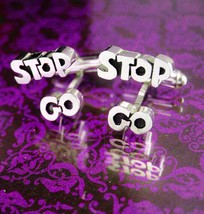 Vintage Stop GO Cufflinks For the Indecisive MaN  Wedding Cold feet Groom cuff l - £108.17 GBP