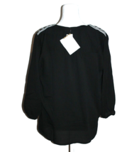 Bob Mackie Wearable Art Blouse Shirt Top  Black Layered White Silver Size 10 NEW - £17.98 GBP