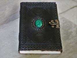  Leather Journal , Moon Embossed Gem Stone  Journal,Notebook,Sketchbook, Diary - £20.55 GBP