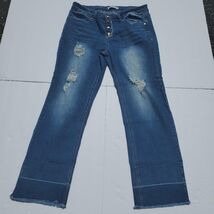 Salvaje Denim Womens Distressed Look Frayed Hem Button Fly Stretch Jeans... - $13.99