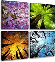 Mesese Art 4 Panels Canvas Print Wall Art Spring Summer Autumn Winter Four - £35.54 GBP