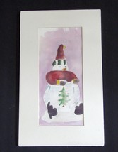 Watercolor of Snow Man, Matted. New in Wrap. Unknown Artist - £3.91 GBP