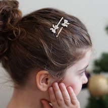 Gold Bow Crystal Hair Pin - Pair - £8.00 GBP
