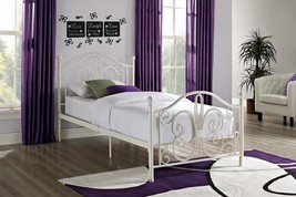 Twin Size Bombay White Metal Bed frame w/ metal slats - $232.23