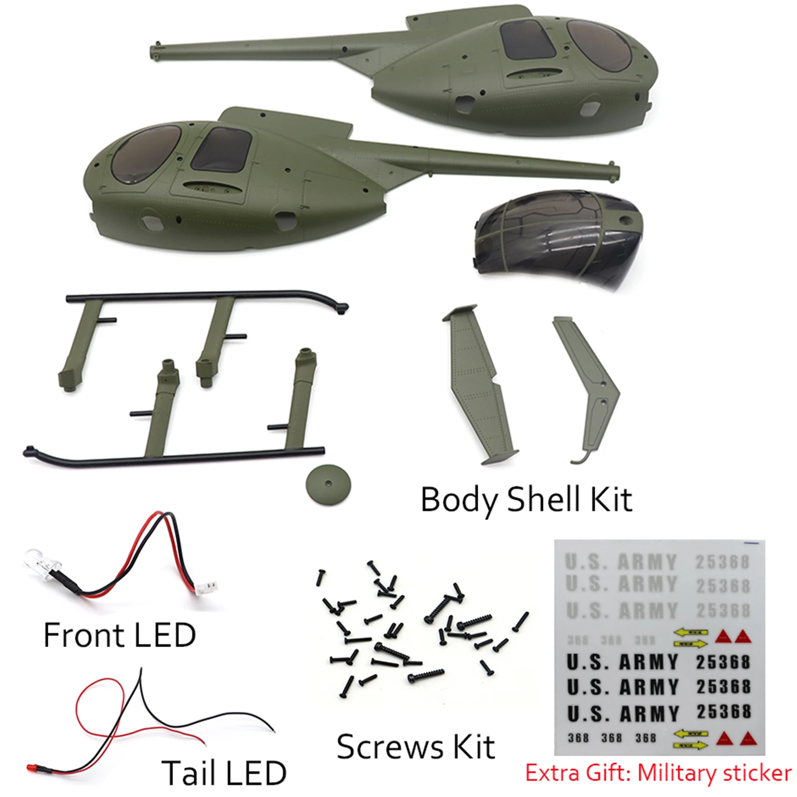 RC ERA for C189 Bird MD500 1:28 Scaled Helicopter Body Kit Green - £34.06 GBP