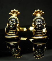 Blackamoor cufflinks Vintage enamel black americana Cufflinks Theater Masks Afri - £235.81 GBP