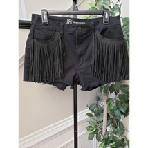 No Boundaries Women&#39;s Black Fringe Festival Shorts XS Cotton Spandex Wes... - $27.72