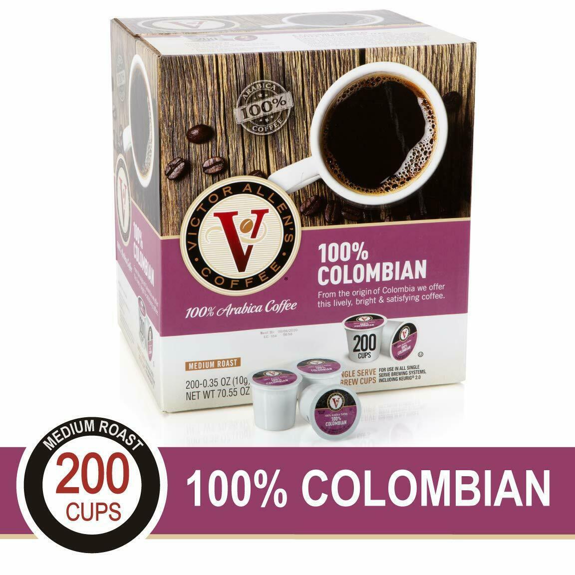 Victor Allen 100% Colombian Coffee 12 to 200 Keurig K cup Pods FREE SHIP... - $14.74+