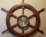 Vintage Brass &quot;Ship&#39;s Time&quot; Wall Clock - Ship&#39;s Wheel 30&quot; Diameter - £361.96 GBP