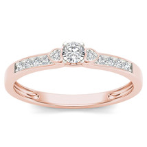 Genuine 10K Rose Gold 0.19 Ct Diamond Classic Engagement Ring - £240.54 GBP