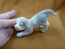 (DOG-W5) little puppy dog playing shed ANTLER figurine Bali detailed car... - $74.32