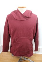 Entity M Maroon Red Hi-Lo French Terry Raw Hem Hoodie Sweatshirt Jacket - $32.72