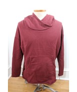 Entity M Maroon Red Hi-Lo French Terry Raw Hem Hoodie Sweatshirt Jacket - £25.67 GBP