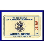 1985 American Presidential Inauguaral Mixed Drink Ticket, Ronald Reagan - $6.00