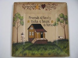   Wood Plate  P8SQ3FF-Friends &amp; Family  makes a house a home  - £10.19 GBP