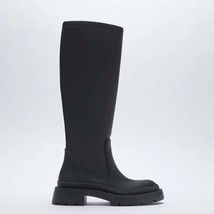 Ts autumn winter knee high boots fashion shoes female footwear thigh high boots leather thumb200