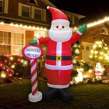 8 Ft Christmas Inflatable Santa Claus With Guidepost, Blow Up Lighted Giant Wave - £76.71 GBP