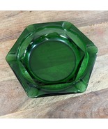 Vintage Emerald Green Glass Octagon Hexagon  Ashtray 1.5” T x 8.5” x W 7... - $22.91 CAD