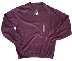Lineauomo Wool Blend Sweater Mens 2XLT Burgundy Classic Fit V Neck Pullo... - £15.13 GBP