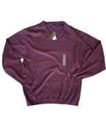Lineauomo Wool Blend Sweater Mens 2XLT Burgundy Classic Fit V Neck Pullo... - £15.06 GBP