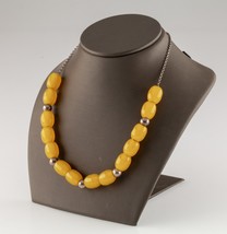 Argent Sterling Et Jaune Verre Perle Collier Magnifique Unique Pièces - $4,680.17 MXN
