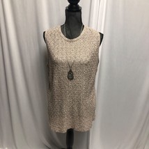 Joan Walters Sleeveless Top Womens Medium Champagne Taupe Stretchy Textured Tank - £11.99 GBP