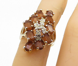 925 Sterling Silver - Citrine &amp; Topaz Gold Plated Cluster Ring Sz 5 - RG7300 - £28.05 GBP